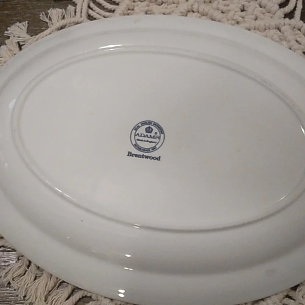 Vtg Adams Brentwood Ironstone Blue Clover Wedgewood 13.5